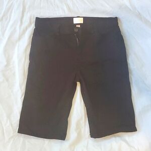 Girls Black denim bermuda short